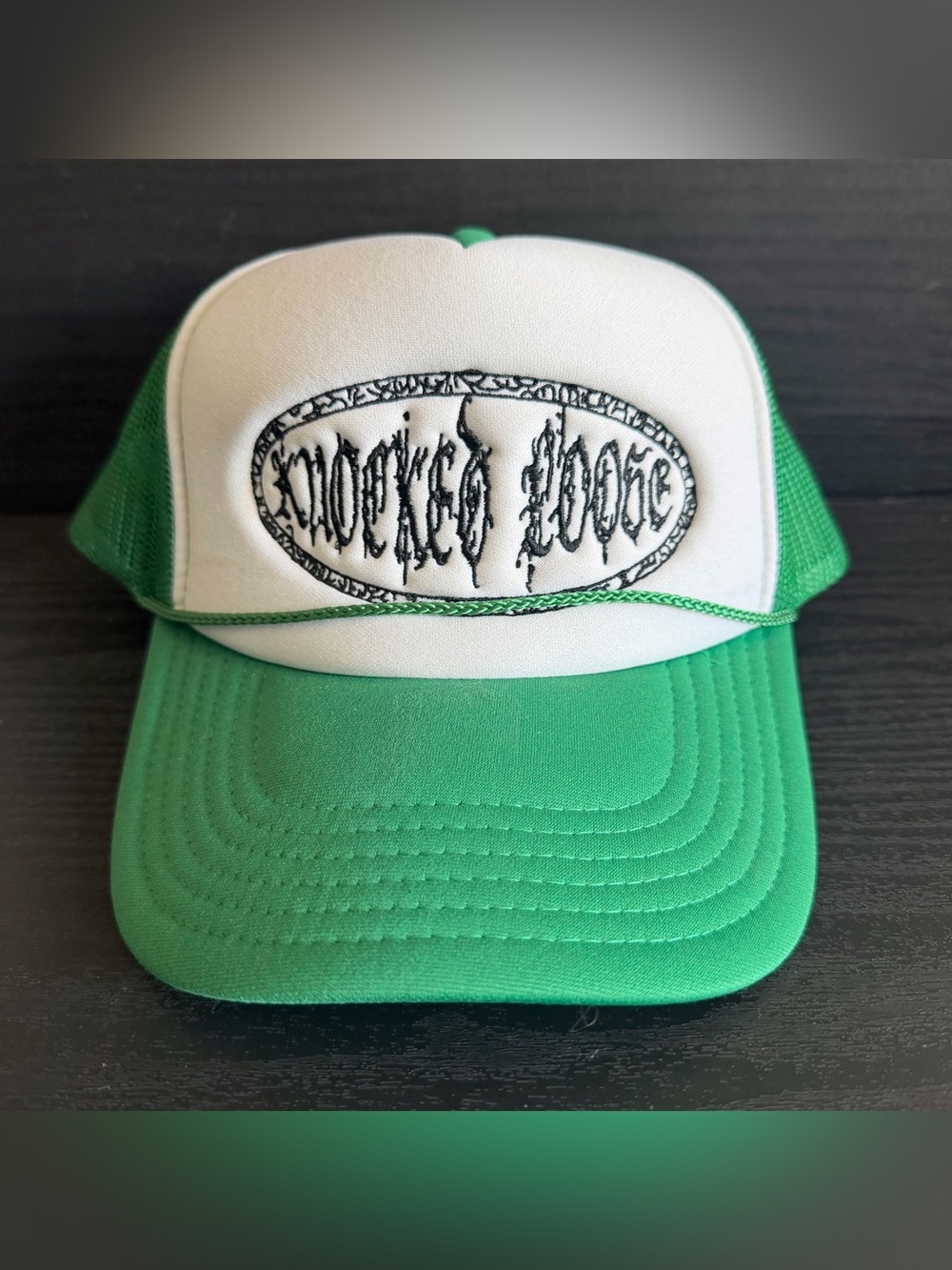 Knocked Loose Mesh Foam Trucker Rope Hat Snapback Cap Green Hardcore Band NWOT